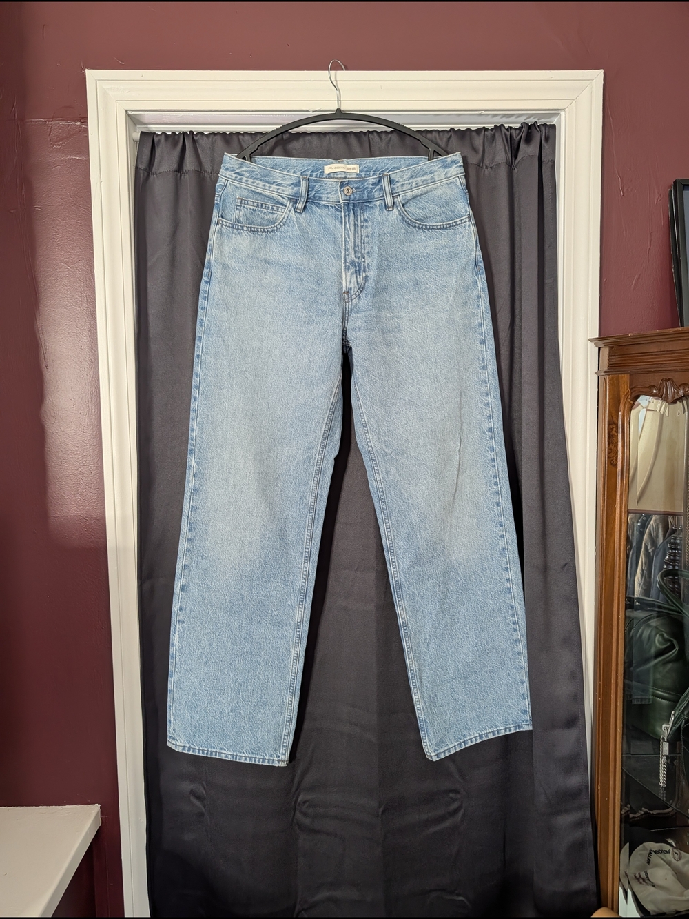JW ANDERSON x Uniqlo Blue Straight Leg Stone Wash Bleach Logo Denim Jeans 32